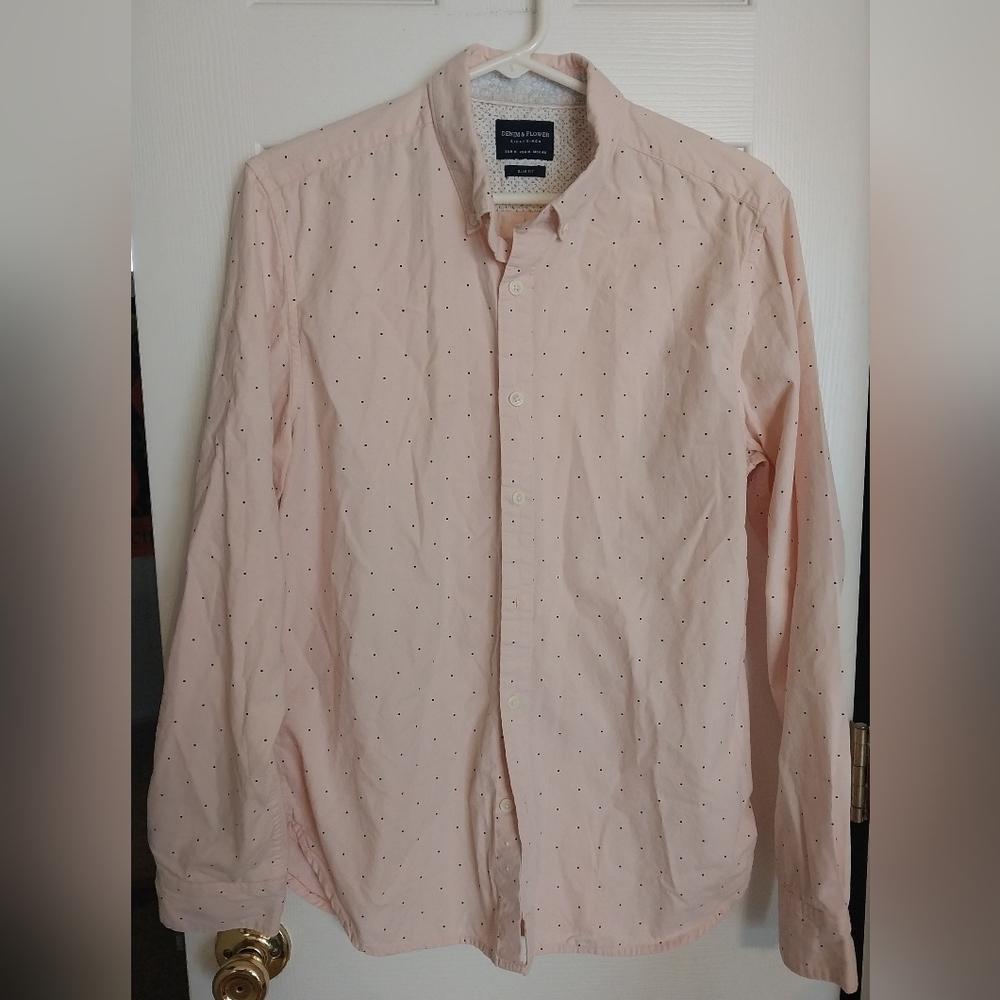 Mens Long Sleeve Button Down Shirt Slim Fit Size Small